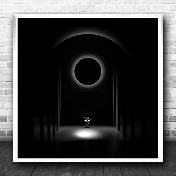Dancer Dancing Dance Ballerina Ballet Dark Low Key Low-Key B&W Square Art Print