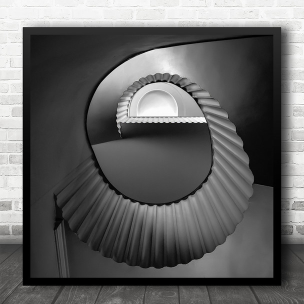 Staircase Stairs B&W Belgium Architecture Square Wall Art Print