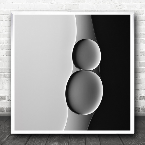 Two Circles Shapes Black White Abstract Square Wall Art Print