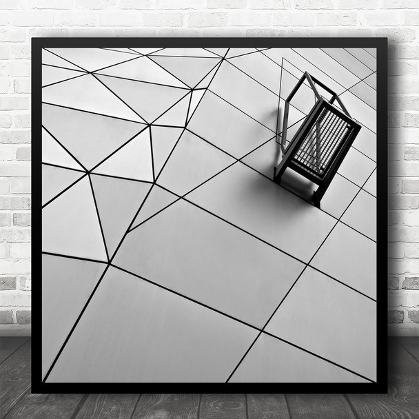 Architecture Abstract Abstraction Black Modern Grey Tones White Square Art Print