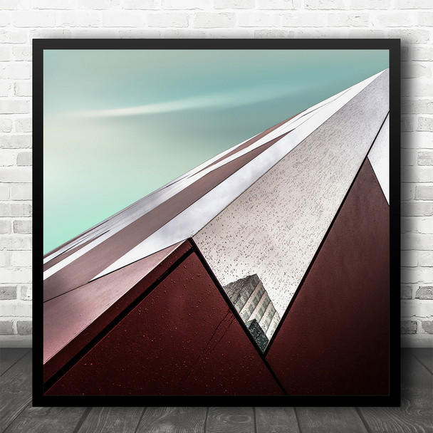 Wall Windows Reflection Raindrops Bordeaux Red Turquoise France Square Art Print