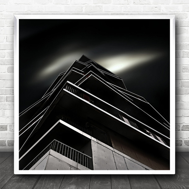 Paris Library Tolbiac Modern Perspective Contrast Architecture Square Art Print