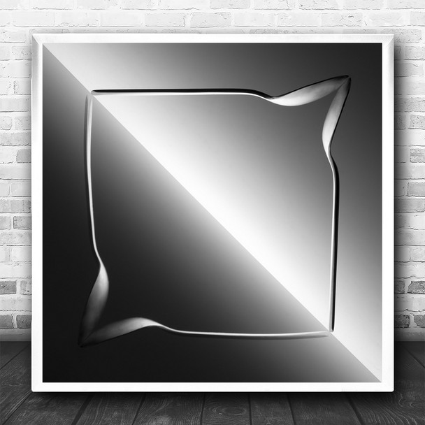 Spoon Square Reflection Spoons B&W Metal Cutlery Symmetry Square Wall Art Print