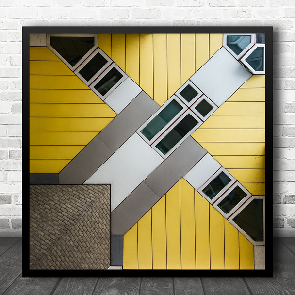 Yellow Building Window Lines Cube Rotterdam Netherlands House Square Art Print