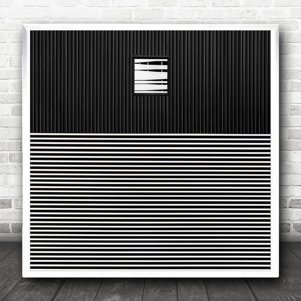 Abstract Wall Window Metal Lines Stripes Black And White Square Wall Art Print