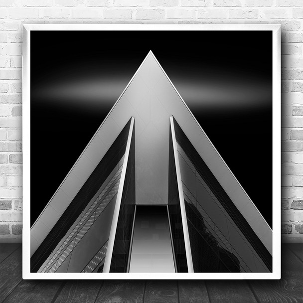 Architecture Triangle Modern Shapes Geometry Black And White Square Art Print