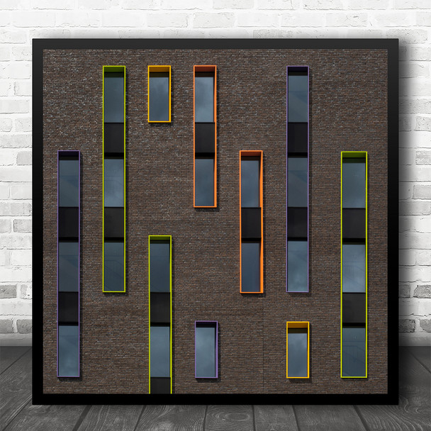 Eindhoven Netherlands Windows Facade Colour Colors Colourful Square Art Print