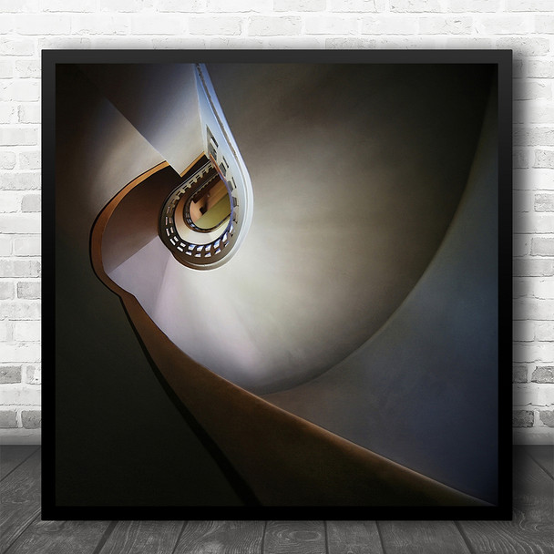 Architecture Surreal Stairs Light Shadow Staircase Abstract Square Art Print
