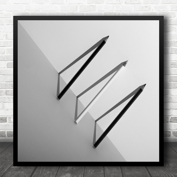 Still Life B&W Pencil Pencils Shapes Geometry Diagonal Square Wall Art Print