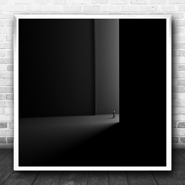 Creative Edit Small Tiny Figure Black And White Dark Square Wall Art Print