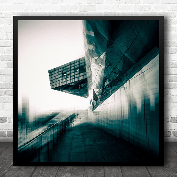 Double Exposure Architecture Toned Abstract Blurry Square Wall Art Print