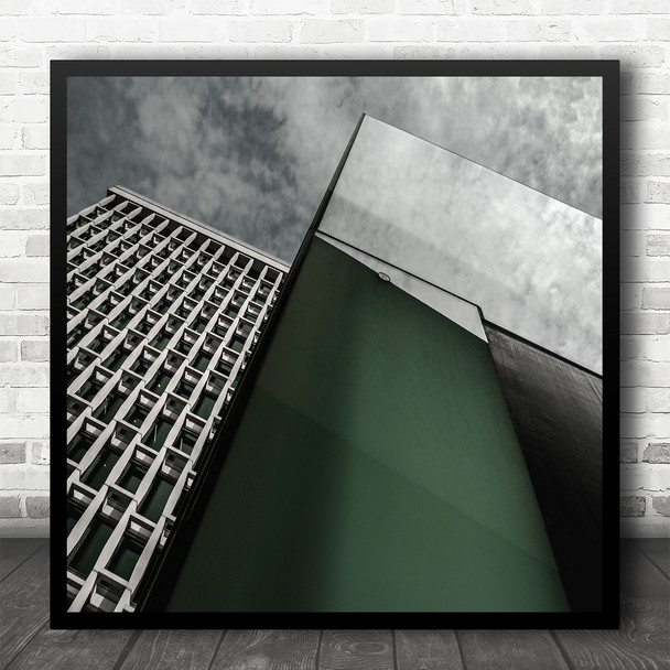 Green Panel Upside Of Building Geometric Abstract Square Wall Art Print