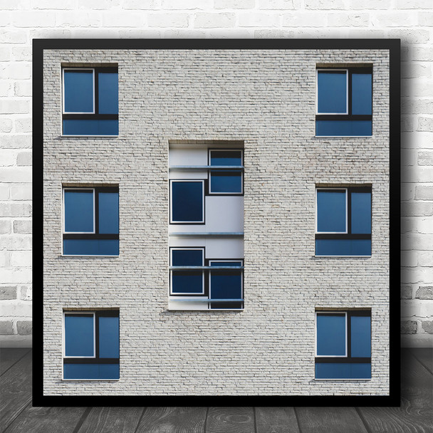 Abstract Architecture Symmetry Windows Building Square Wall Art Print
