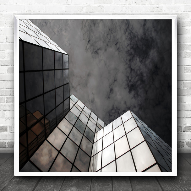 Abstract Building Looking Up Aerial View Window Square Wall Art Print