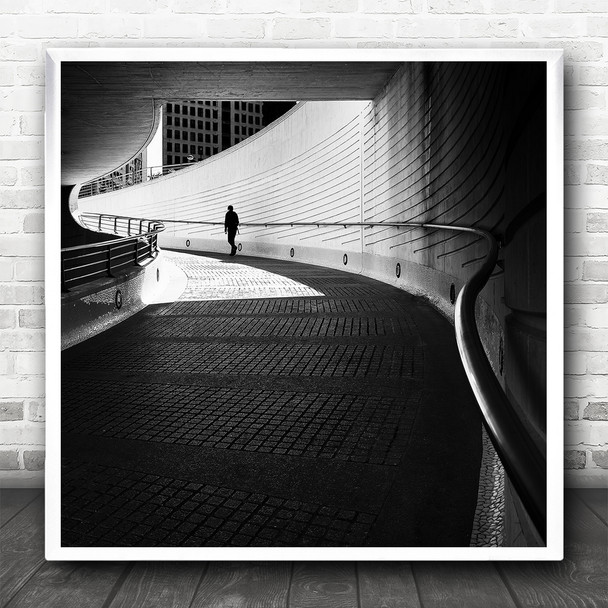 Street Alley Pavement Sidewalk Building Details Square Wall Art Print