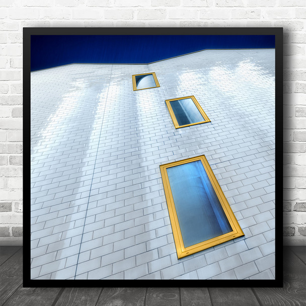 Abstract Architecture Wall Yellow Window Tiles Square Wall Art Print Abstract Architecture Wall Yellow Window Tiles Square Wall Art Print