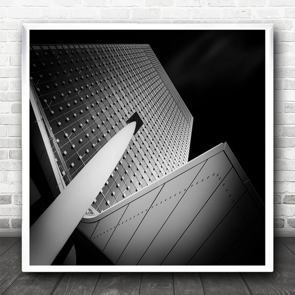 Architecture Abstract Black And White Building Square Wall Art Print