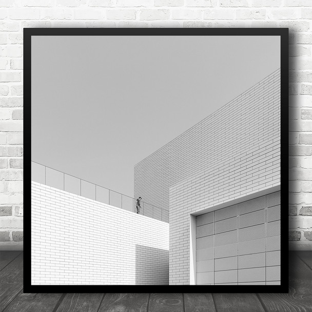 Architecture Lego Building White Minimal House Square Wall Art Print