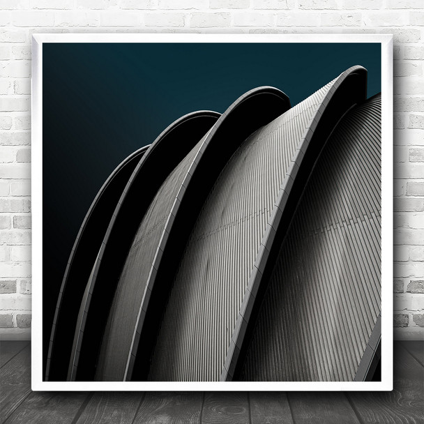 Architecture Abstract Minimal Building Curves Square Wall Art Print