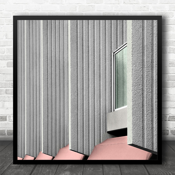 Architecture Window Rose Wall Modern Abstract Square Wall Art Print