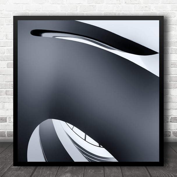 Architecture Abstract Staircase Shapes Grey Square Wall Art Print