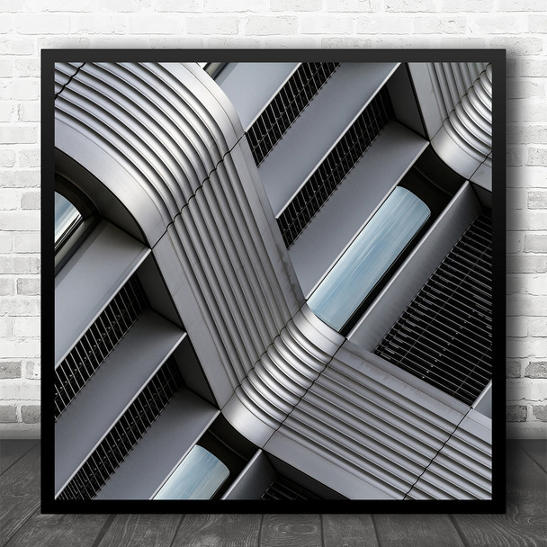 Abstract Architecture Grey Building Window Square Wall Art Print