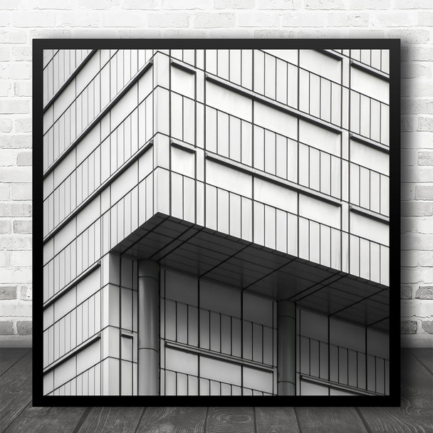 Black And White Abstract Side Of Building Square Wall Art Print