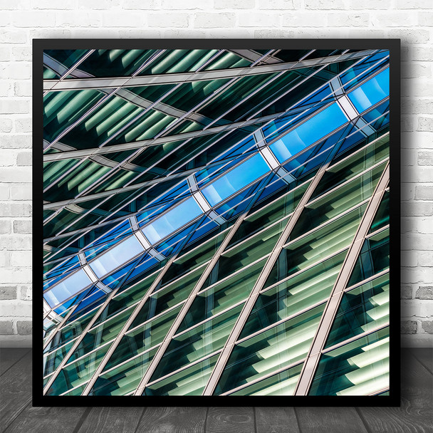 Architecture Abstract Pattern Green Blue Square Wall Art Print