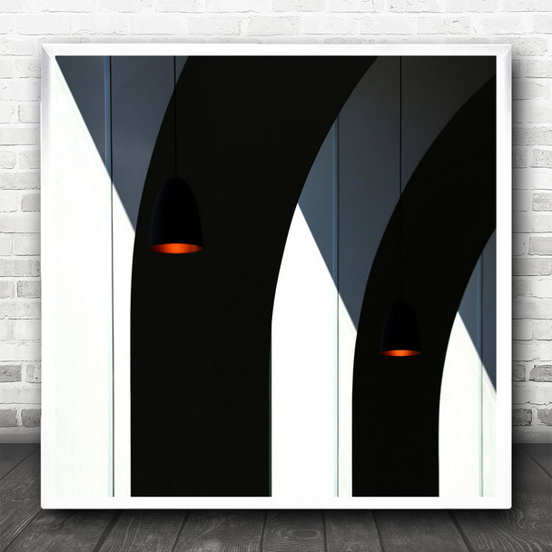 Architecture Lamps Wall Interior Orange Square Wall Art Print