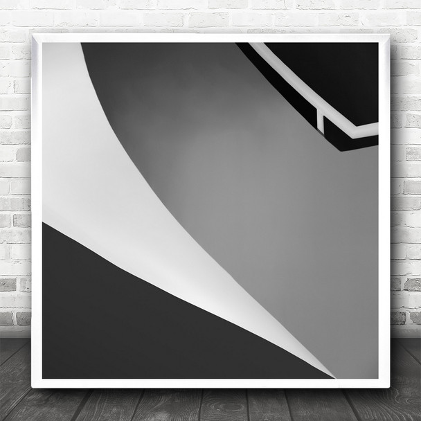 Handrail Black And White Abstract Print Square Wall Art Print