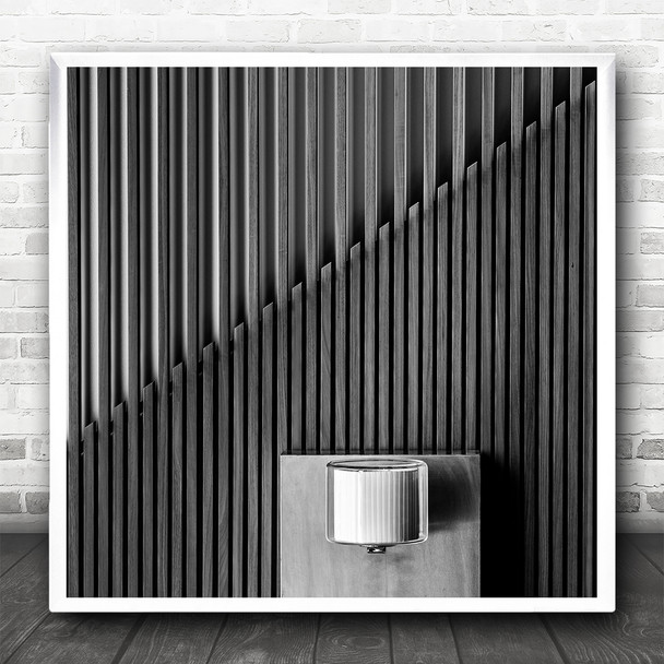 Black And White Wooden Beams Dispenser Square Wall Art Print
