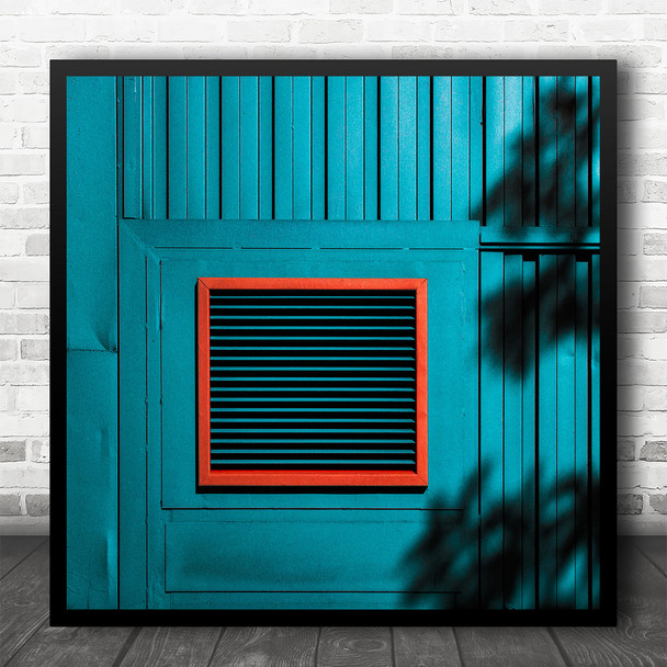 Architecture Shadows Wall Blue Orange Square Wall Art Print