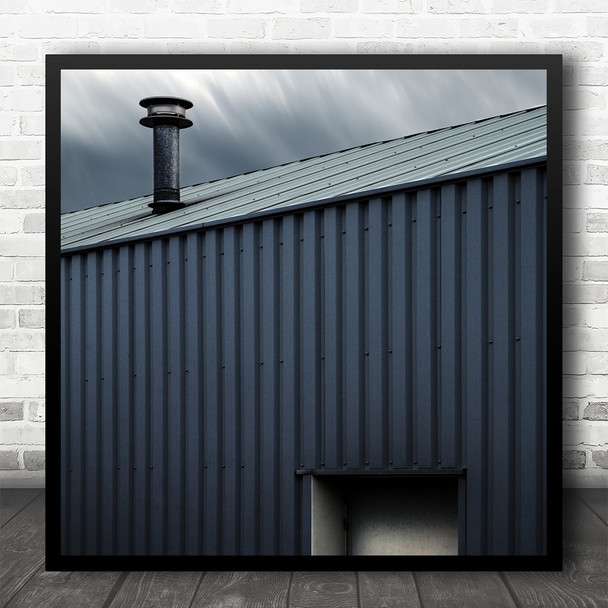 Warehouse Building Grey Gloomy Square Wall Art Print