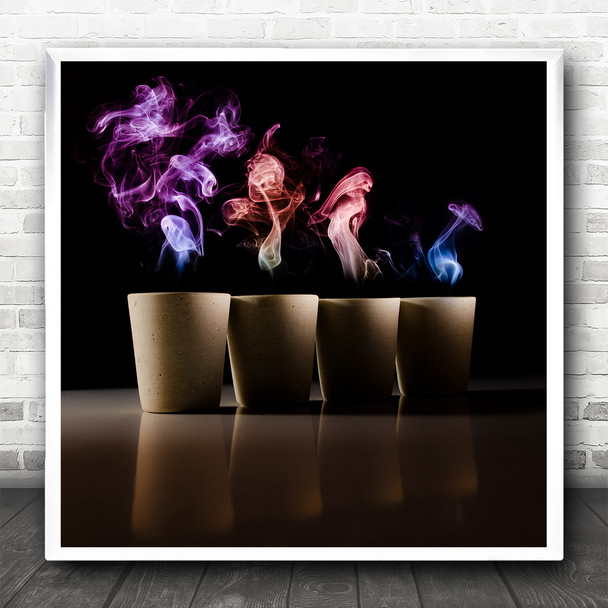 Smoke Ghosts Still Lifecups Mugs Colourful Square Wall Art Print