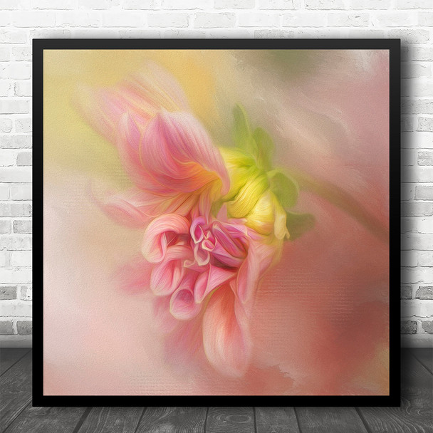 Pink Flower Still Life Painterly Texture Creative Flowers Square Wall Art Print