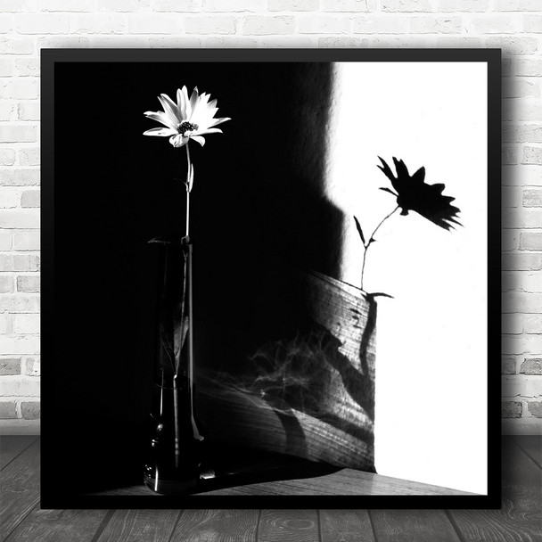 Still Life Contrast Flower Vase Light Shadow Opposition Square Wall Art Print