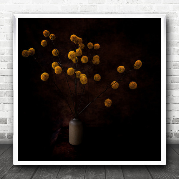 Still Life Flowers Floral Vase Bouquet Autumn Fall Square Wall Art Print
