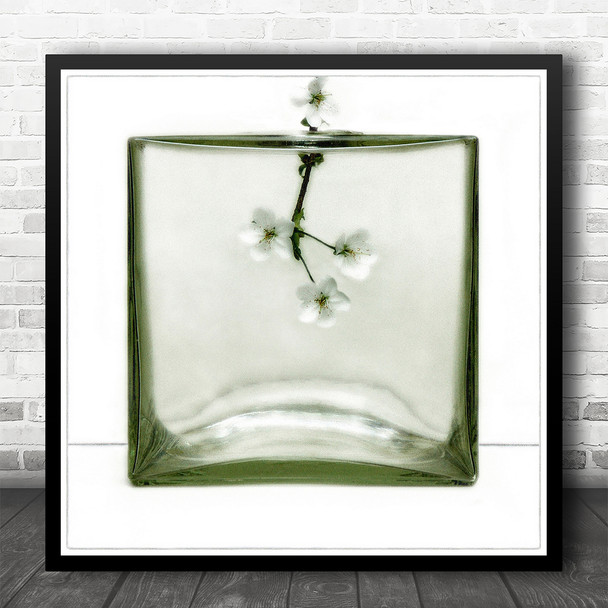 Still Life Flower White Bell Transparent Vase Square Wall Art Print