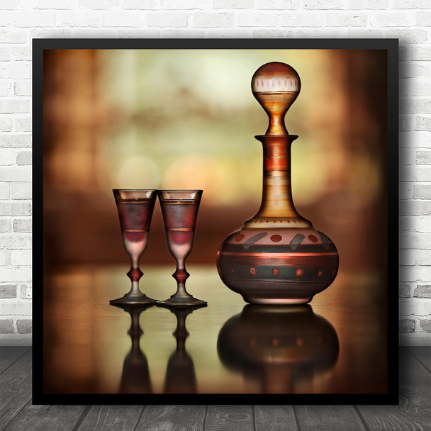 Carafe Glasses Hafnarfjordur Iceland Still Life Wine Glass Drink Square Print