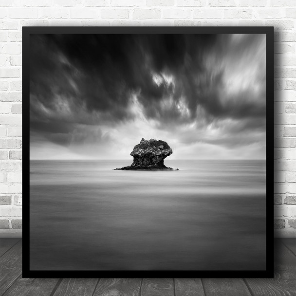 Fine Art Black White Minimal Long Exposure Seascape Water Square Wall Art Print