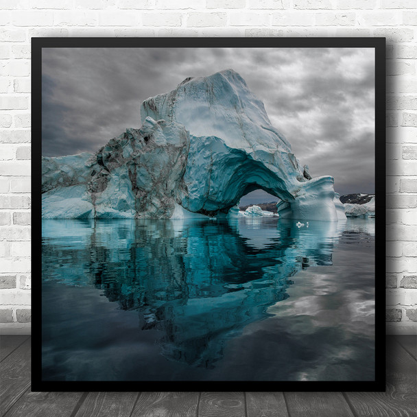 Greenland Iceberg Blue Ice Gate Reflections Water Landscape Square Art Print