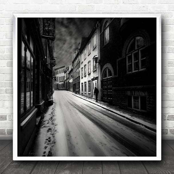 Winter Wind Quebec City Old Snow Street Urban Alley Square Wall Art Print