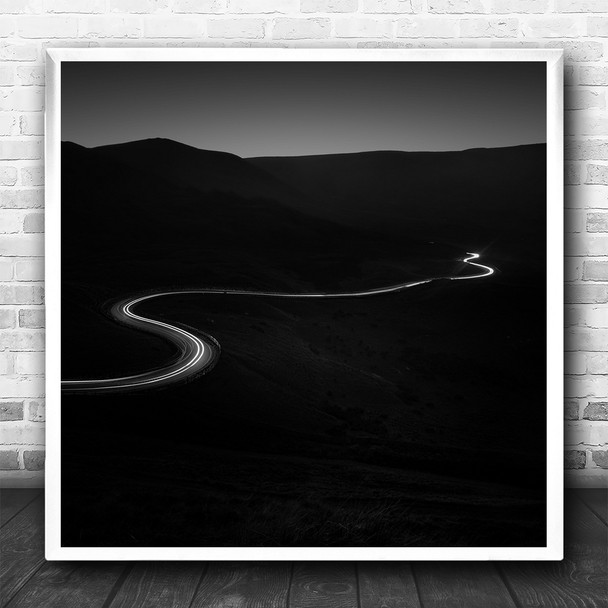 Landscape Black And White Contrast Simple Square Wall Art Print