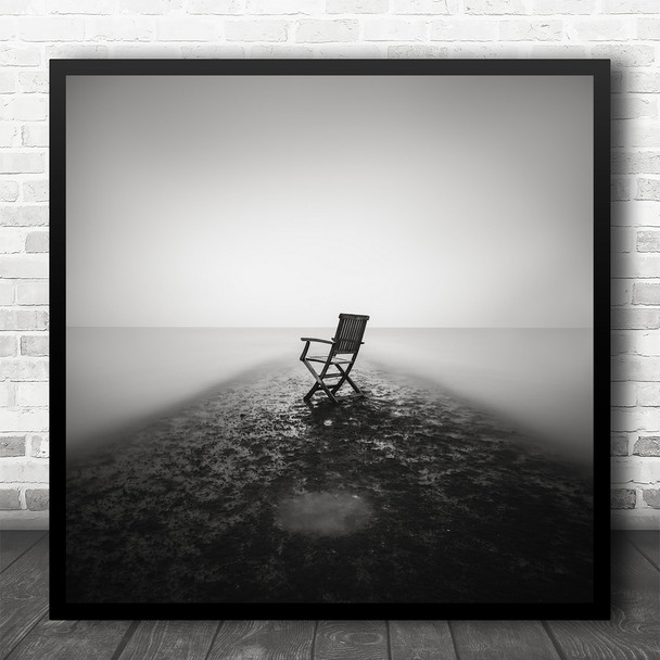 Sea Chair Long Exposer Isolated Seafloor Square Wall Art Print