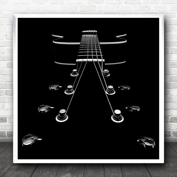 Guitar Instrument Music Contrast Graphic Strings Abstract Still Square Art Print