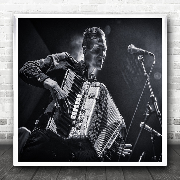 Black And White Concert Weltmeister Accordions Performer Square Wall Art Print