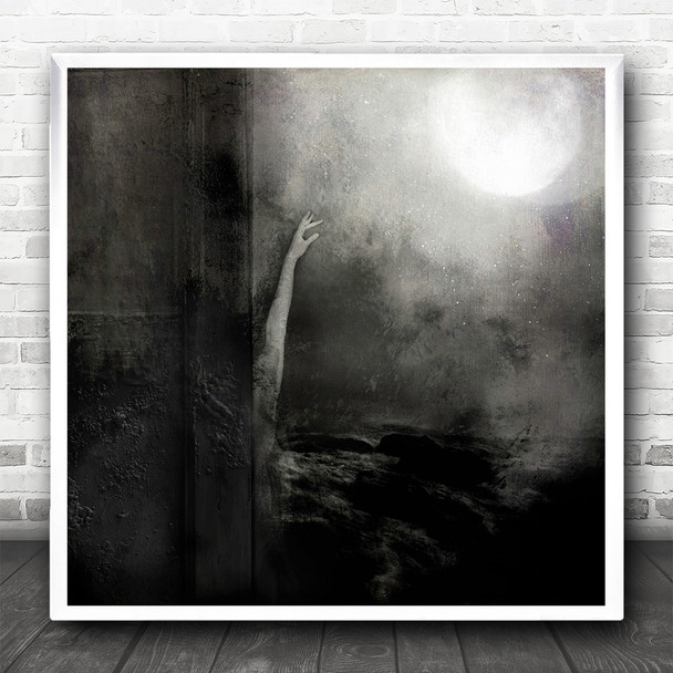 Sun Moon Creative Edit Reach Reaching Hand Arm Texture Filter Square Art Print