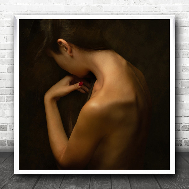 Fine Art Portrait Woman Back Spine Side View Square Wall Art Print