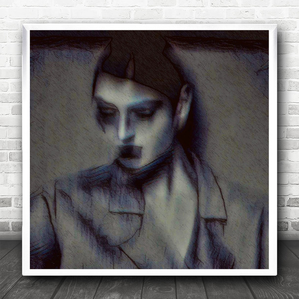 Shadows Portrait Watercolour Gloomy Dark Square Wall Art Print