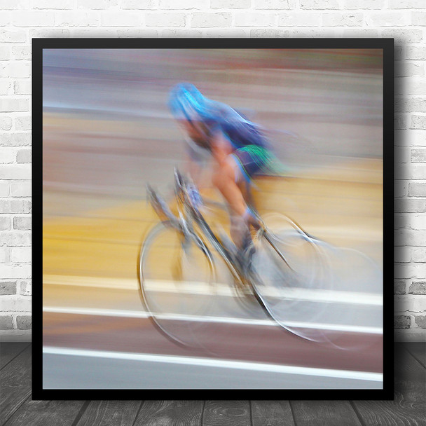 Double Exposer Sport Cyclist Blur Olympics Square Wall Art Print